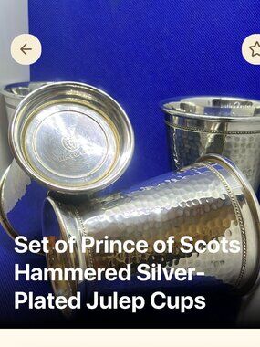 Set of 4~Prince of Scots Hammered Silver-Plated Julep Cup in Excellent Condition